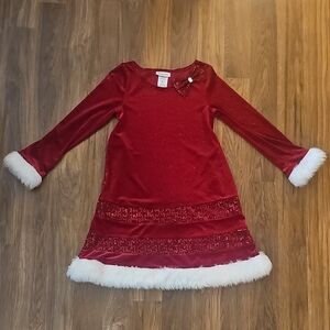 Bonnie Jean Red Velvet Girls Dress with White Trim, Size 12